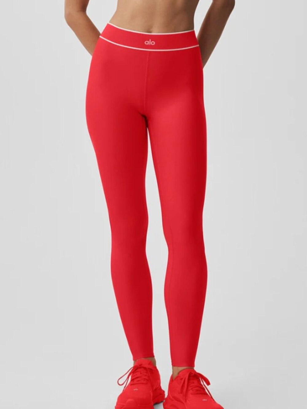 Alo Airlift High-Waist Alignment Leggings In Bright Red/White - Size Medium NWT